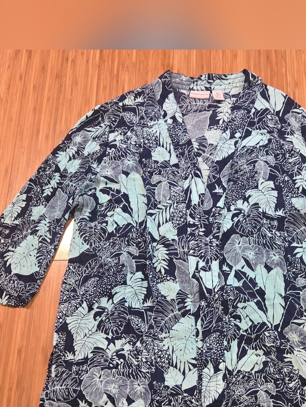 Jaclyn Smith Tropical Print Lightweight Jacket / Coverup
